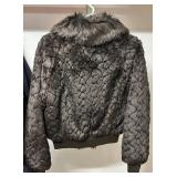JLo Faux Fur Coat - Brown with Oversized Collar & Gold Button Detail