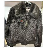 JLo Faux Fur Coat - Brown with Oversized Collar & Gold Button Detail