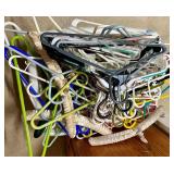 Plastic Clothes Hangers and Basket