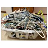 Plastic Clothes Hangers and Basket