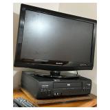 Sharp Flat-Screen TV & RCA DVD Player & 2 Remotes 24"