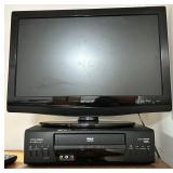 Sharp Flat-Screen TV & RCA DVD Player & 2 Remotes 24"