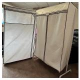 Pair of Portable Fabric Wardrobe Closet - Zippered Doors & Quilted Panels