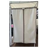 Pair of Portable Fabric Wardrobe Closet - Zippered Doors & Quilted Panels