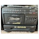 Sharp X-BASS TwinCam Double Cassette Portable Stereo System WF-T380BK