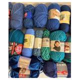 Blue Yarn Skeins Assorted Brands - Bernat Soft & Red Heart Soft & Caron Simply Soft - Plastic Tote