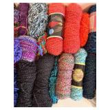 Yarn Skeins Assortment - Lion Brand Homespun Thick & Quick, Fireside, Bernat Velvet Plus & More with Plastic Tote