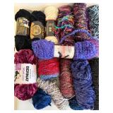 Yarn Skeins Assortment - Lion Brand Homespun Thick & Quick, Fireside, Bernat Velvet Plus & More with Plastic Tote