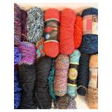 Yarn Skeins Assortment - Lion Brand Homespun Thick & Quick, Fireside, Bernat Velvet Plus & More with Plastic Tote
