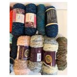 Yarn Skeins Assortment - Lion Brand Homespun Thick & Quick, Fireside, Bernat Velvet Plus & More with Plastic Tote
