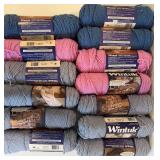 Wintuk Yarn Skeins - Easy Care Blend for Wash & Wearables - Blues & Pinks with Plastic Tote