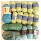 Assorted Yarn including Caron Simply Soft Baby Yarn SBY100 Cool Mint & Plymouth Jeanne Yarn