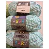 Assorted Yarn including Caron Simply Soft Baby Yarn SBY100 Cool Mint & Plymouth Jeanne Yarn