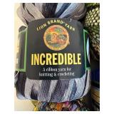 Assorted Yarn including Lion Brand Incredible Ribbon Yarn, Katia - Venecia, Cannon Pizazz and Gumdrops
