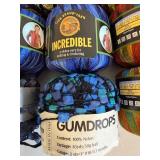 Assorted Yarn including Lion Brand Incredible Ribbon Yarn, Katia - Venecia, Cannon Pizazz and Gumdrops