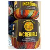 Assorted Yarn including Lion Brand Incredible Ribbon Yarn, Katia - Venecia, Cannon Pizazz and Gumdrops