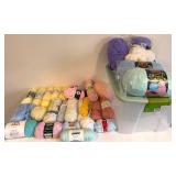 Pastel Yarn Bundle & Assorted Skeins - Patons, Caron Simply Soft & Bernat Velvet Spun with Plastic Tote