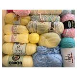 Pastel Yarn Bundle & Assorted Skeins - Patons, Caron Simply Soft & Bernat Velvet Spun with Plastic Tote