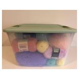 Pastel Yarn Bundle & Assorted Skeins - Patons, Caron Simply Soft & Bernat Velvet Spun with Plastic Tote