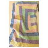 Baby Blankets - Pastel Stripes & Blocks (Lot of 3) with Partial Skeins of Yarn
