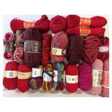 Yarn Bundle - Red & Pink Skeins, Mixed Brands