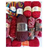 Yarn Bundle - Red & Pink Skeins, Mixed Brands