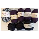 Assorted Yarn including Knit Picks Felici Minty, Blackberry Fingering & Crystal Palace Party Yarns