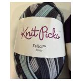 Assorted Yarn including Knit Picks Felici Minty, Blackberry Fingering & Crystal Palace Party Yarns