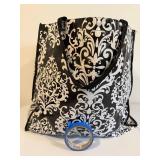 LARGE Damask Pattern Tote Bag with Assorted Multicolor Yarn Skeins