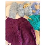 Assorted Yarn & Uncompleted Knitting Projects