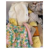 Lion Brand Yarn & Uncompleted Knitting Projects Bundle
