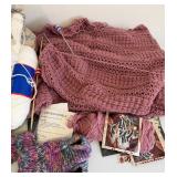Lion Brand Yarn & Uncompleted Knitting Projects Bundle