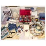 Assorted Cross-Stitch including DMC Floss, Hoops, Patterns and More