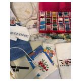 Assorted Cross-Stitch including DMC Floss, Hoops, Patterns and More