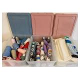 Thread Spools & Fusible Interfacing in Plastic Bins