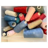Thread Spools & Fusible Interfacing in Plastic Bins