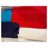 Assorted Fabric in Pink Plastic Storage Bins with Lids