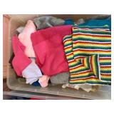 Assorted Fabric in Pink Plastic Storage Bins with Lids