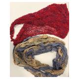 Hand Made Red Lace Scarf & Multicolor Knit Scarf