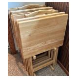 Wooden Folding TV Trays with Stands - 2 Sets of 4 with Stand
