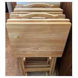 Wooden Folding TV Trays with Stands - 2 Sets of 4 with Stand