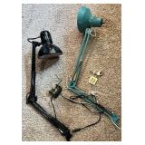 Desk Lamps - Black & Teal Adjustable Arms, 2 Lamps