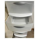 Pair of 3-Drawer Plastic Storage Organizers - White Frame & Frosted Drawers