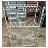 White Wire Shelving Rack & Black Hand Truck Dolly