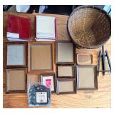 Wooden and Rustic style Frames & Photo Albums Set with Wicker Basket & Display Easel