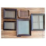 Wooden and Rustic style Frames & Photo Albums Set with Wicker Basket & Display Easel