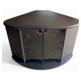 Corner TV Console - Black Finish with Glass Doors