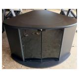 Corner TV Console - Black Finish with Glass Doors