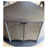 Corner TV Console - Black Finish with Glass Doors