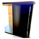 Corner TV Console - Black Finish with Glass Doors